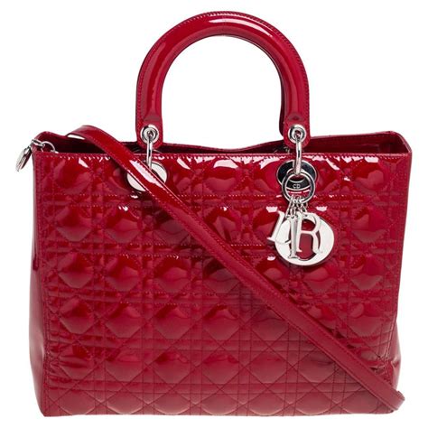 dior red patent bag|Dior red cannage handbags.